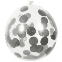 5 GLOBOS 12" LATEX CONFETI PLATA
