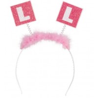 DIADEMA PLACA "L" NOVATA ROSA