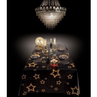 MANTEL NEGRO ESTRELLA ORO 130X180CM