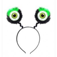 DIADEMA OJOS CON PLUMAS VERDES