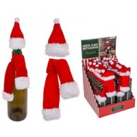 DECORACION BOTELLA GORRO-BUFANDA NAVIDAD