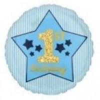 GLOBO 18" FOIL REDONDO 1BITHDAY AZUL