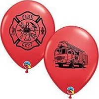25 GLOBOS 11" LATEX BOMBEROS ROJO
