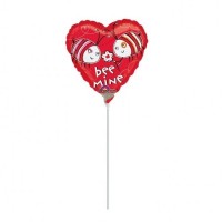 GLOBO 9" FOIL PALO FORMA CORAZON BEE MIN
