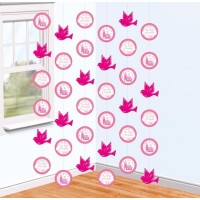   6 TIRAS DECO COMUNION ROSA 2MT