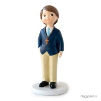 FIGURA NIÑO COMUNION AMERICANA AZUL 16CM