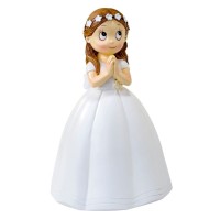 FIGURA NIÑA COMUNION CORONA FLORES 16CM