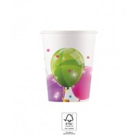   8 VASOS CARTON GLOBOS 200ML
