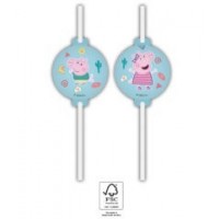   4 PAJITAS PAPEL PEPPA PIG 22CM