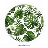   6 PLATOS CARTON HOJAS VERDES 23CM