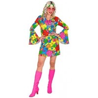 DISFRAZ  ADULTO T-M HIPPI FLORES
