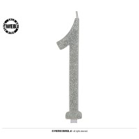 VELA GLITTER PLATA N1 12,5CM