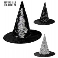 SOMBRERO BRUJA REVERSIBLE NEGRO/PLATA