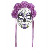 MASCARA FLORES LILA DIA DE MUERTOS