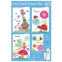 TARJETA INFANTIL ANIMALES FLORES  