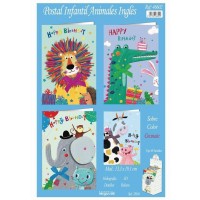 TARJETA INFANTIL ANIMALES OJITOS  