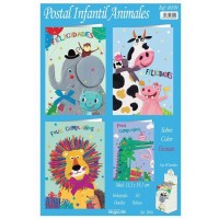 TARJETA INFANTIL ANIMALES LAZO  