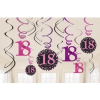 KIT 12 TIRAS ESPIRAL BIRTHDAY 18 ROSA