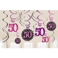KIT 12 TIRAS ESPIRAL BIRTHDAY 50 ROSA