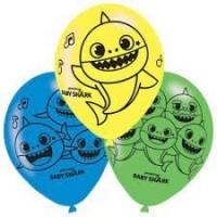 6 GLOBOS 11" LATEX  BABY SHARK