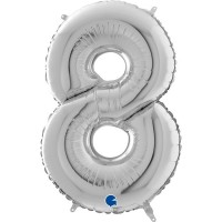   GLOBO 40" FOIL FORMA N8 PLATA