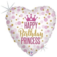 GLOBO 18" FOIL CORAZON BIRTHD PRINCESS