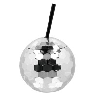  VASO BOLA DISCO C/PAJIT PLATA 650M
