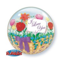 GLOBO 22" BURBUJA LOVE YOU CESTA FLORE