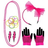 SET ACCESORIOS  NEON ROSA AÑOS 80