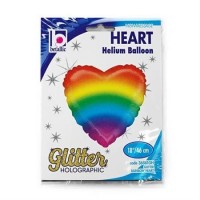 GLOBO 18" FOIL CORAZON ARCOIRIS HOLOGR