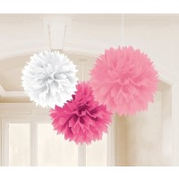 3 POMPONES ROSA-FUCSIA-BLANCO 40,6CM