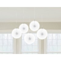    5 ABANICOS PAPEL BLANCO 15CM