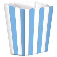 5 CAJAS PALOMITAS RAYAS BLANCO/AZUL 13CM