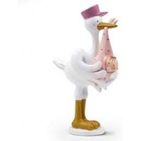 FIGURA  CIGÜEÑA AMOROSA ROSA