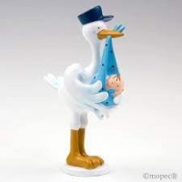 FIGURA  CIGÜEÑA AMOROSA AZUL 15CM