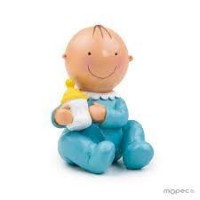 FIGURA CON HUCHA BEBE CON BIBERON 15CM