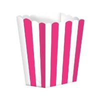 5  CAJA PALOMITA RAYA BLANCO/FUCSIA 13CM