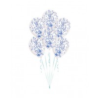 6 GLOBOS 11" LATEX CONFETI AZUL