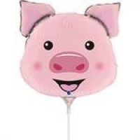 GLOBO 14" PALO FOIL CABEZA CERDITO