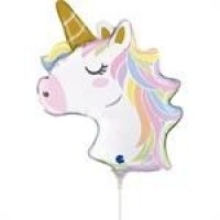 GLOBO 14" PALO FOIL CABEZA UNICORNIO