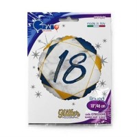 GLOBO 18" FOIL RND N18 AZUL/ORO