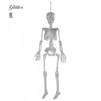 COLGANTE ESQUELETO GLITTER PLATA 92CM