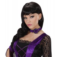 COLLAR TERCIOPELO VIOLETA C/FLOR