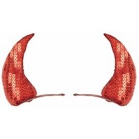 $    2 TRABA CUERNO LENTEJUELAS ROJO