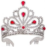 TIARA PLATA PIEDRA ROJA