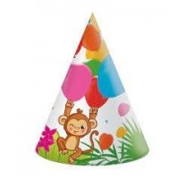   6 SOMBREROS CONO ANIMAL JUNGLA