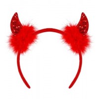   DIADEMA CUERNOS ROJOS LENTEJUELA