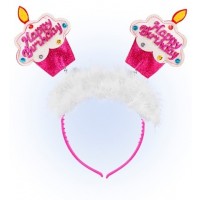 DIADEMA TARTA  ROSA CON PURP Y MARABU