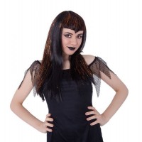 PELUCA C/FLECO NEGRA/NARANJA VAMPIRESA