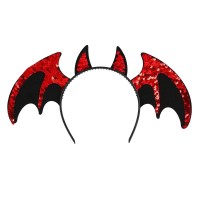 DIADEMA ALAS LENTEJUELA ROJA MURCIELAGO